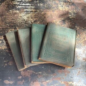 Vintage Set of Four Little Leather Library Books